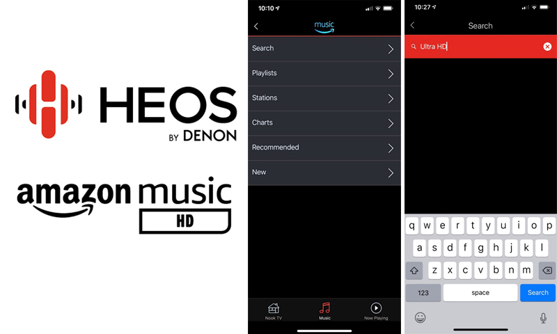 Suche nach HiRes-Titeln von Amazon Music HD in der HEOS-App (Screenshots: Sound United)