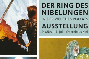 Ausschnitt des Flyers zur Ausstellung mit Plakaten zum Ring des Nibelungen. Bild: Theater Kiel