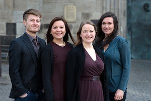 Die ersten Akademisten der Chorakademie (v.l.n.r.): Nicolas Schouler, Anna Lucia Struck, Julia Spies und Boshana Milkov. Foto: Christian Palm
