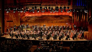 Das SWR Symphonieorchester in der Stuttgarter Liederhalle unter der Leitung von Peter Eötvös. Foto: SWR/Uwe Ditz