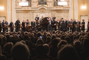Mozartwoche 2019, Ehrung mit der Goldenen Mozartmedaille für die Capella Andrea Barca mit Andras Schiff. Foto: Wolfgang Lienbacher