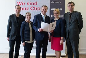 von links: Klaus Lederer, Petra Merkel, Christian Wulff, Franziska Giffey, Günter Winands. Foto: Joanna Scheffel