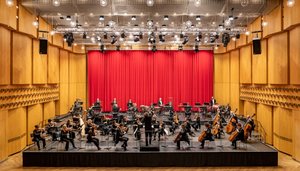Die Niederrheinischen Sinfoniker unter Corona-Bedingungen. Bild: Julian Scherer
