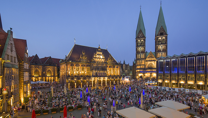 Marktplatz bei der Eröffnung des Musikfestes Bremen 2019. Bild: Fotoetage