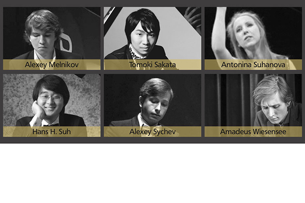 Die sechs für den Internationalen Deutschen Pianistenpreis nominierten Pianisten. Bild: International Piano Forum, Frankfurt 