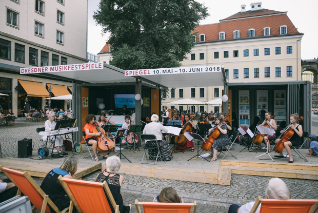 Celloensemble des Freien Musikvereins "Paukenschlag" zur Klingenden Stadt 2018 in Dresden. Foto: Oliver Killig 