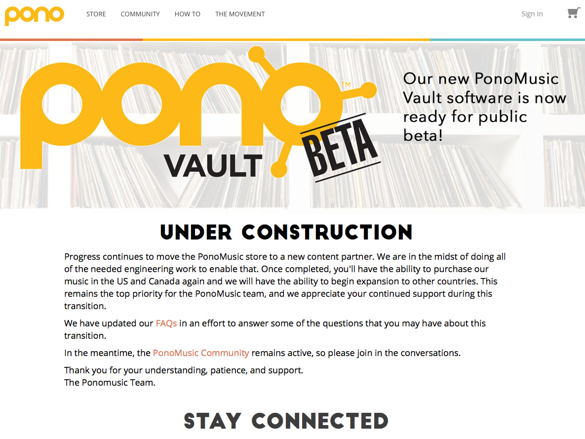 Screenshot der Pono-Homepage