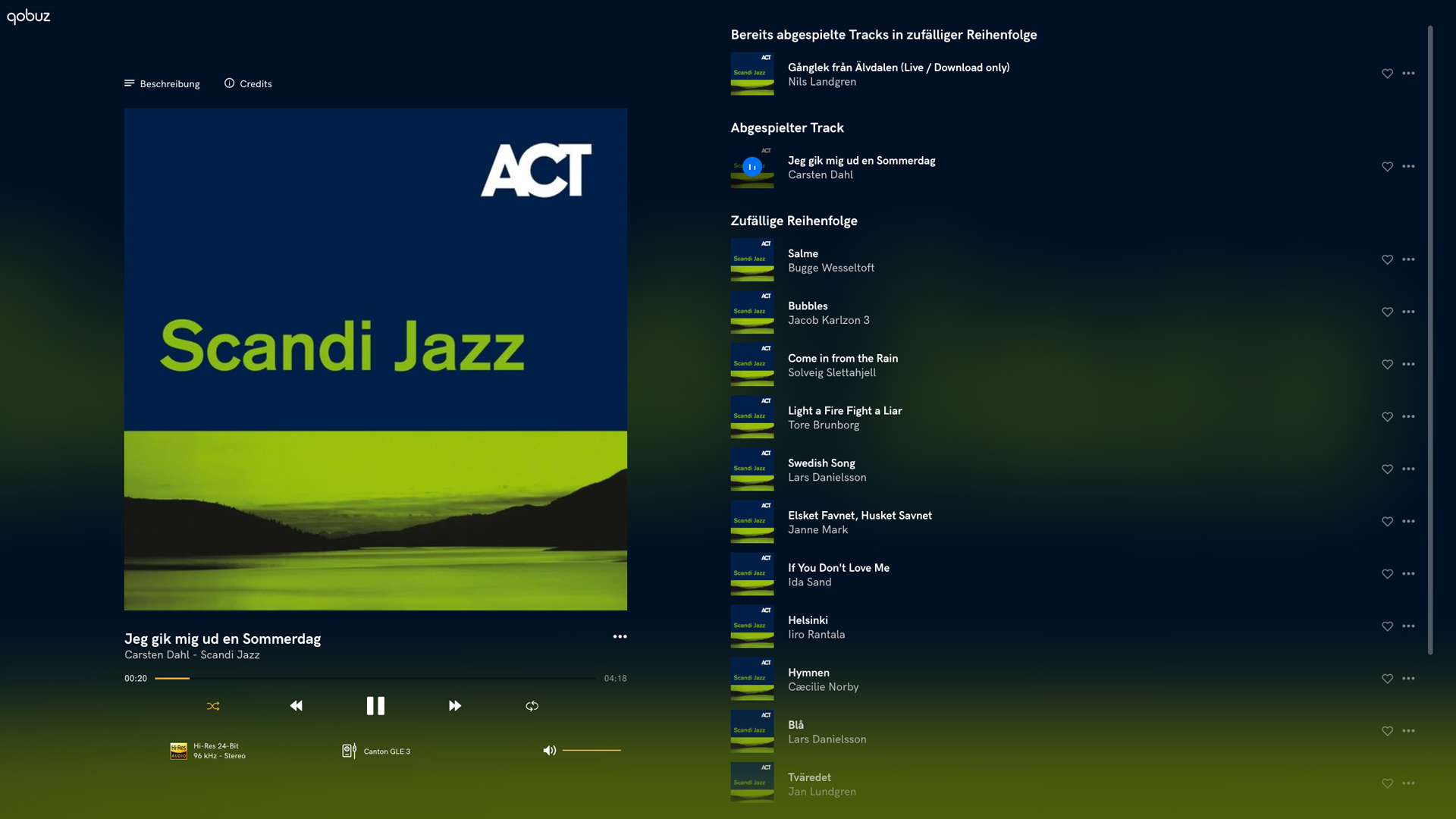 Scandi Jazz-Album bei Qobuz (Bild: Screenshot aus der Qobuz-Desktop-App) 