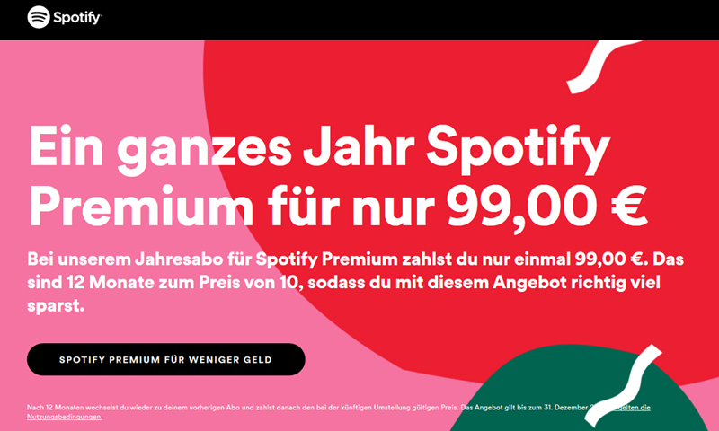 Spotify-Jahresabo günstiger